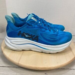 Hoka One Clifton 10 Mens Size 10D Blue White Athletic Running Shoes 1162030 HSK